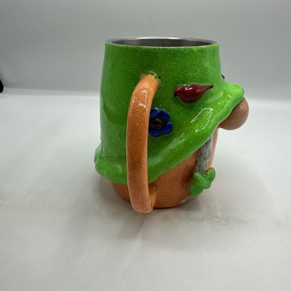 Girl Gnome Mug, Metal & Epoxy,Unbranded Orange And Green. - Picture 4 of 9